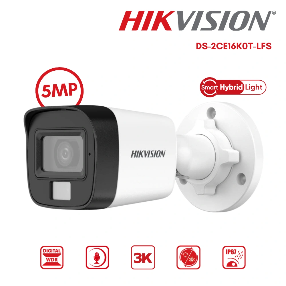 กล้องวงจรปิด Hikvision HDTVI 5MP รุ่น DS-2CE16K0T-LFS