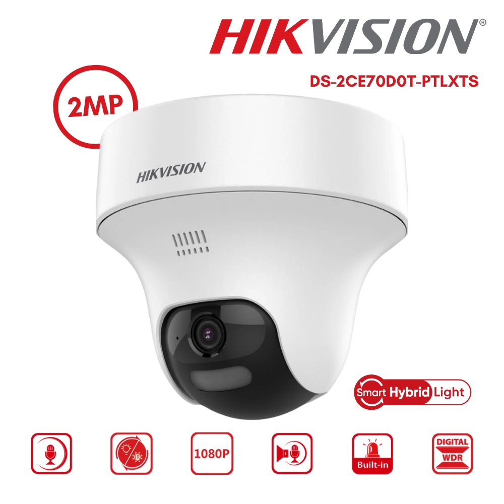 กล้องวงจรปิด Hikvision HDTVI 2MP รุ่น DS-2CE70D0T-PTLXTS สื่อสาร 2 ทาง มีไซเรน