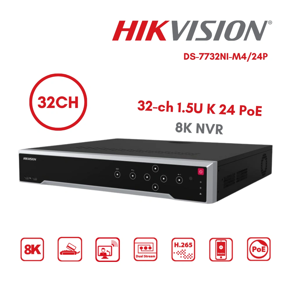 เครื่องบันทึกภาพ 32CH NVR รุ่น DS-7732NI-M4/24P