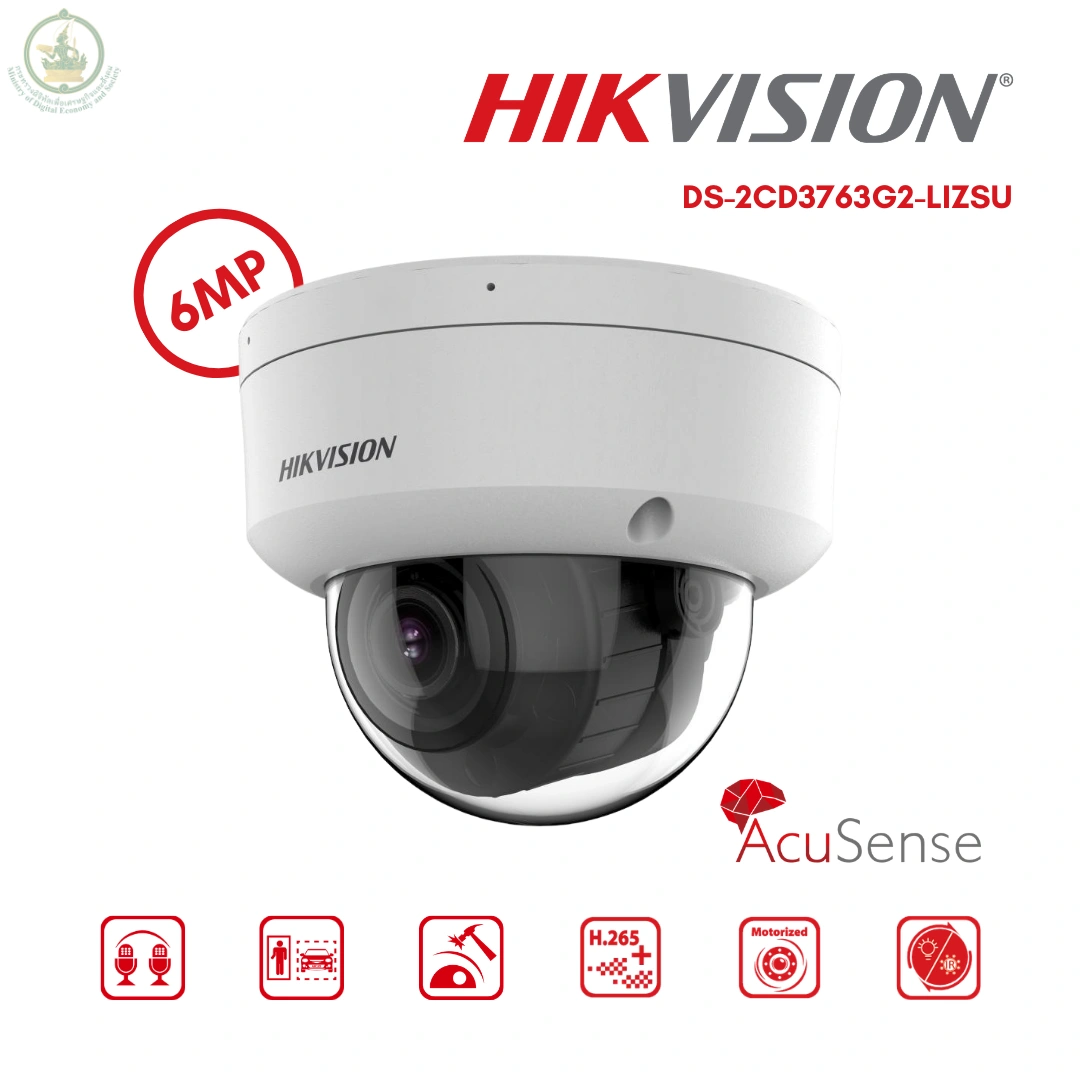 กล้องวงจรปิด Hikvision AcuSense Smart Hybrid Light 6MP รุ่น DS-2CD3763G2-LIZSU